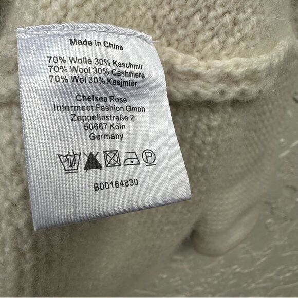 CHELSEA ROSE Wool Cashmere Cardigan Sweater Women Small Cream Minimalist Long - Picture 8 of 8